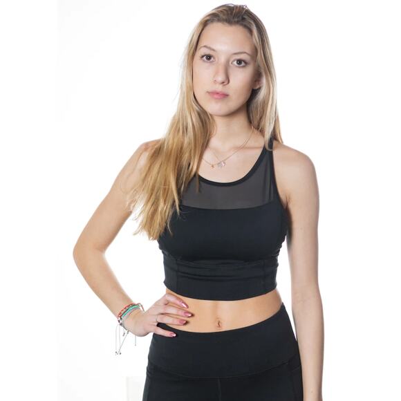 Seaav Athletics Mesh Sports Bra Top Womens Large Black New Athleisure - Picture 1 of 10